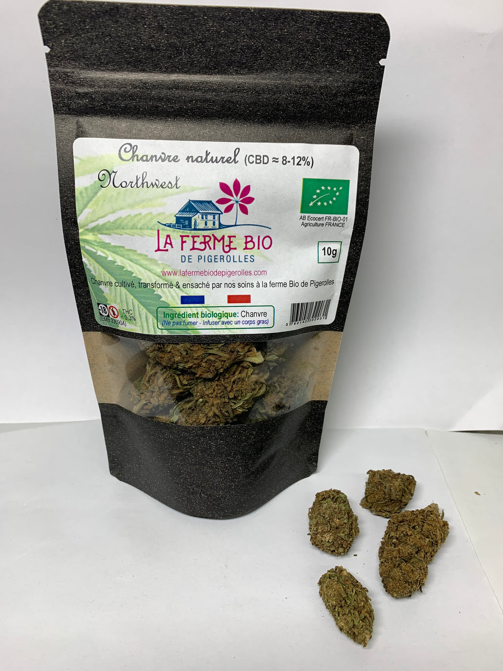 Fleur manucuré main Northwest CBD bio 10g - La ferme bio de Pigerolles 