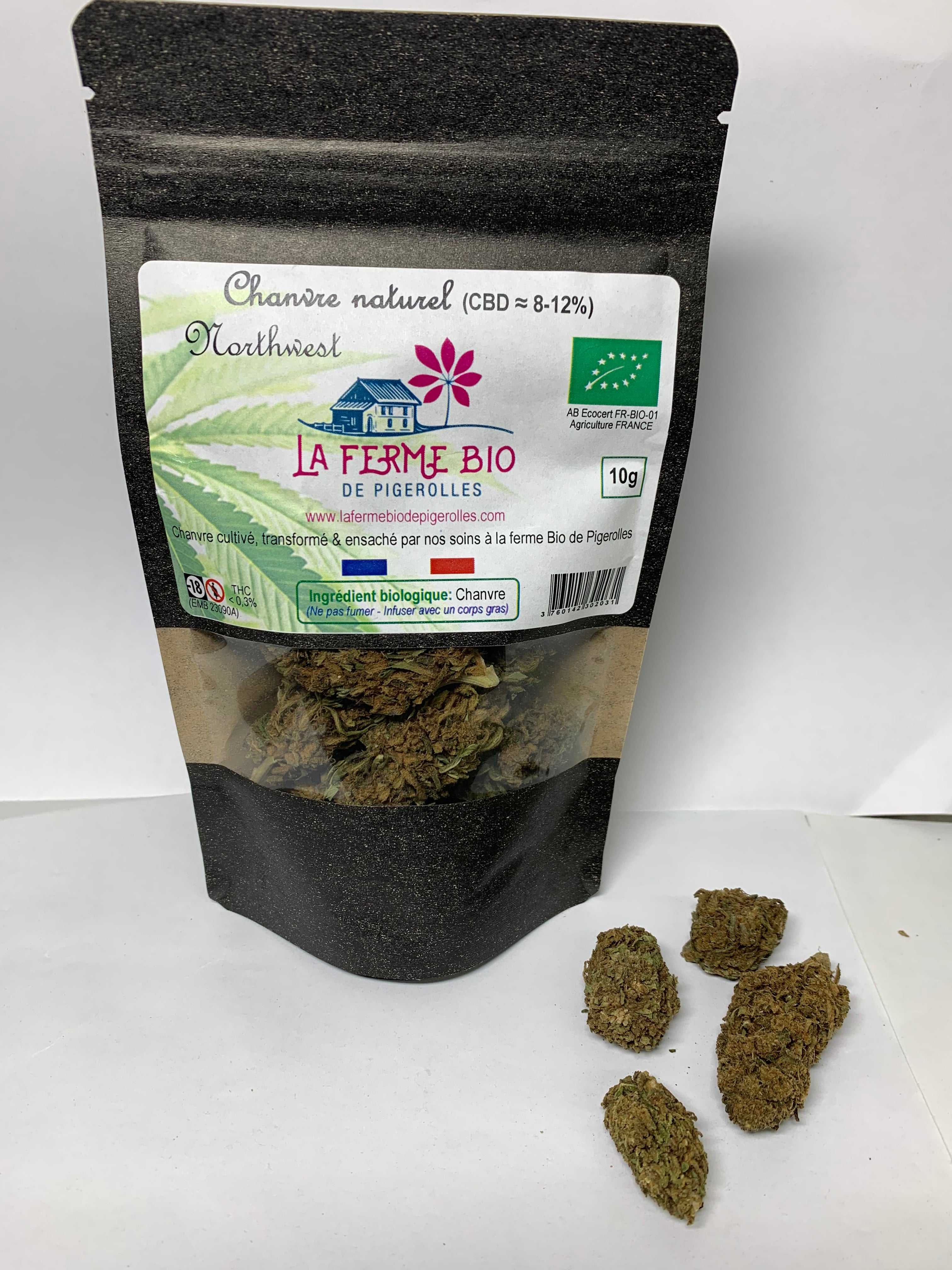 Fleur manucuré main Northwest CBD bio 10g - La ferme bio de Pigerolles 