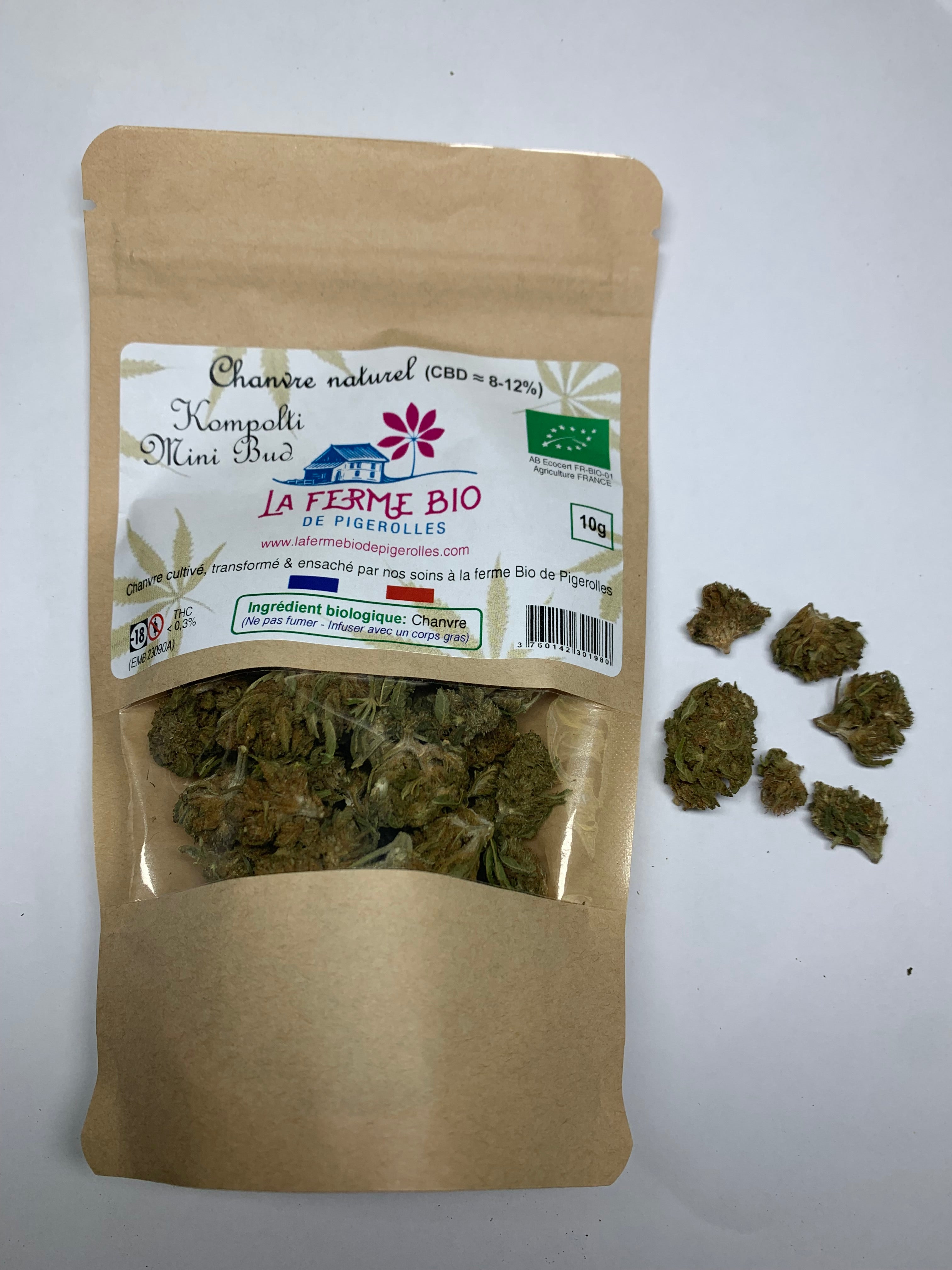 Fleur Bio Kompolti CBD 10g - La ferme bio de Pigrolles 